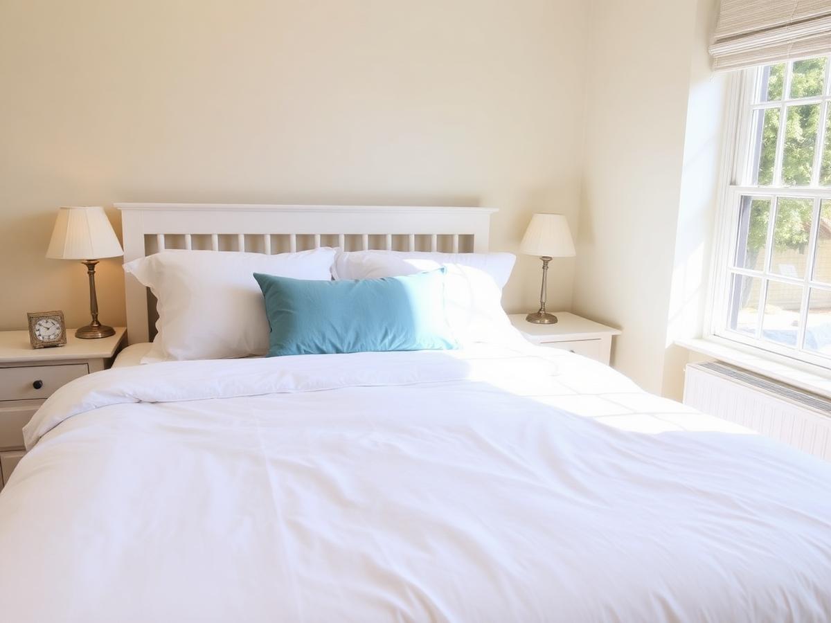 Neatly made bed after a Cucamonga Cleaning Co. visit